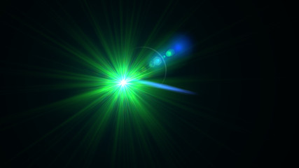 Bright green light lense flare