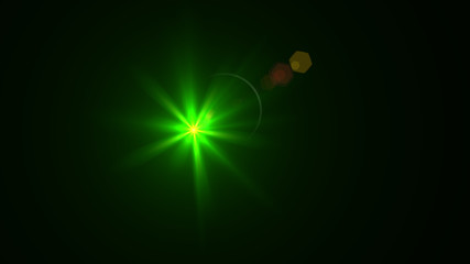 Bright green light lense flare