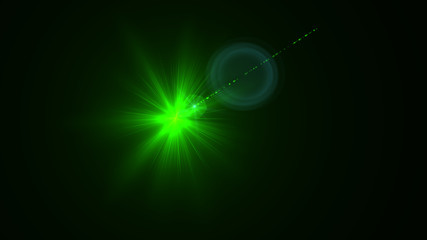 Bright green light lense flare