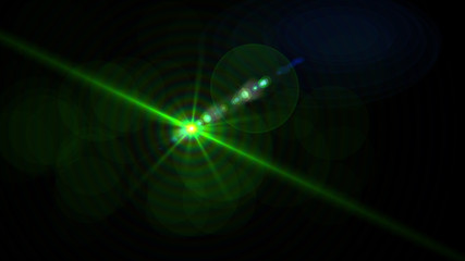 Bright green light lense flare