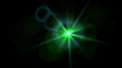 Bright green light lense flare