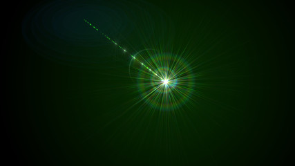 Bright green light lense flare