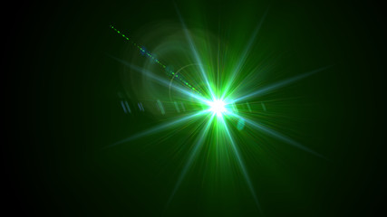 Bright green light lense flare