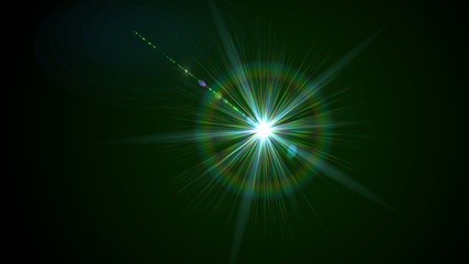 Bright green light lense flare