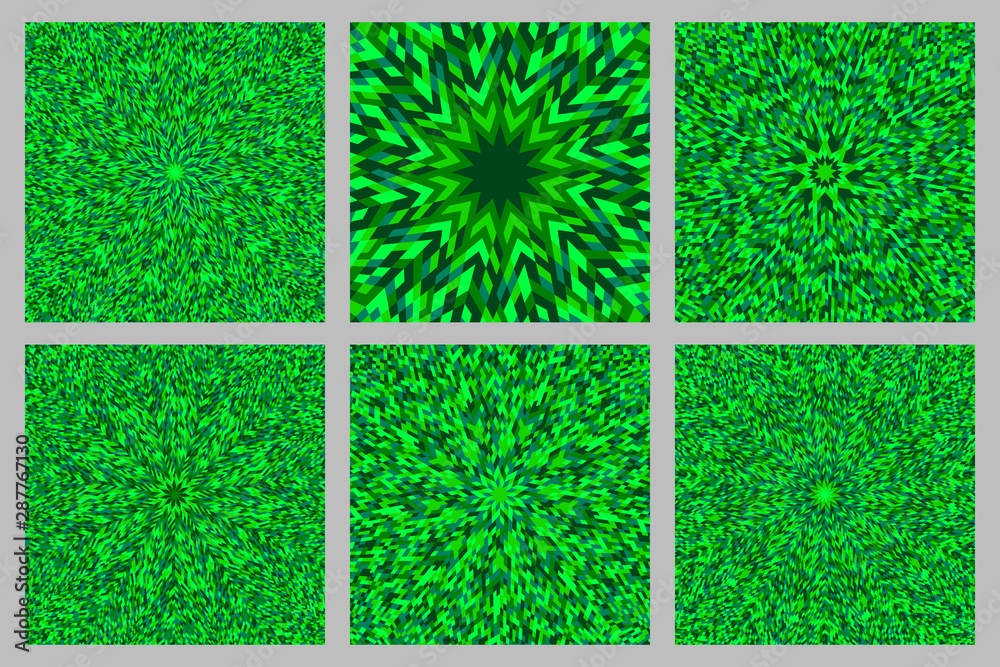 Poster dynamic burst pattern background set - circular hypnotic abstract vector design with geometrical sha