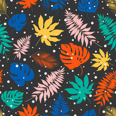 Tropical Leaves Jungle Foliage Print. Summer Hawaii Pattern	