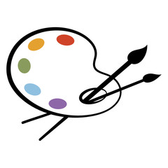 Art palette with paints. Stylized palette. Logo palette with paints. Palette for the artist. Vector illustration for kids.