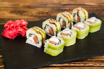 japanese sushi dish with different fillings