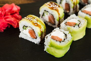 japanese sushi dish with different fillings