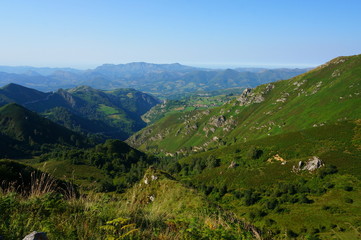 top view of the green mountains of Spain