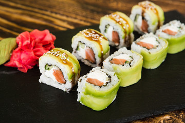 japanese sushi dish with different fillings