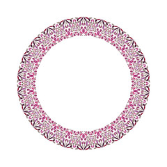 Geometrical colorful floral wreath - circular abstract round vector element on white background