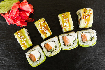 japanese sushi dish with different fillings