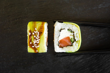 japanese sushi dish with different fillings