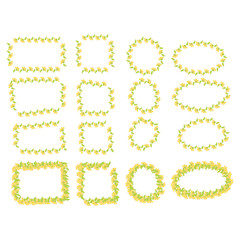 Set of frames. Linden, flowers and leaves, medicinal plant, hand-drawn