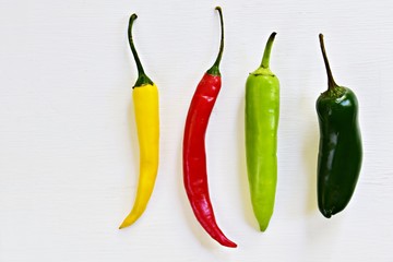 Hot chilli peppers isolated on white background