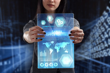 The concept of business, technology, the Internet and the network. A young entrepreneur working on...