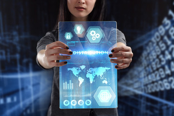 The concept of business, technology, the Internet and the network. A young entrepreneur working on...