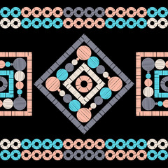 Polka dots seamless pattern. Mosaic of ethnic figures. Patterned texture. Geometric background. Can be used for wallpaper, textile, invitation card, wrapping, web page background.