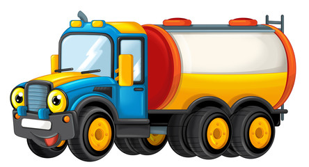 cartoon happy cistern truck isolated on white background - illustration for children