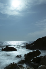 Fototapeta na wymiar Beautiful landscape with rocks near ocean