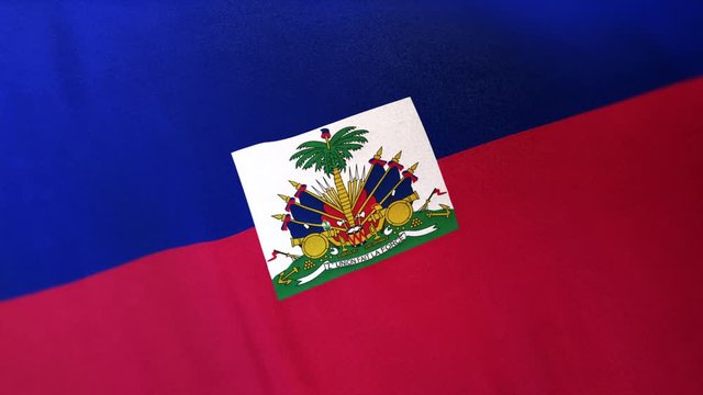 Haiti national flag seamlessly waving on realistic satin texture 29.97FPS