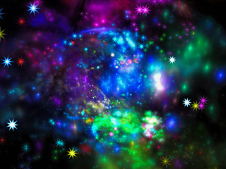 Bright blurred space theme background - abstract digitally generated image