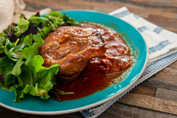 Beef stewed and Carrots potatoes with a wine sauce and herbs