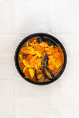bowl of Mediterranean french fish soup Bouillabaisse