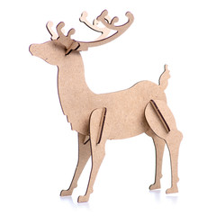 Wooden christmas deer on white background isolation