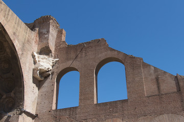 The detailed view of The Basilica of Maxentius and Constantine, Roman Forum, Rome, Lazio, Italy.