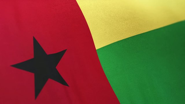 Guinea-Bissau national flag seamlessly waving on realistic satin 29.97FPS