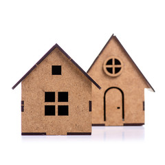 Wooden small house on white background isolation