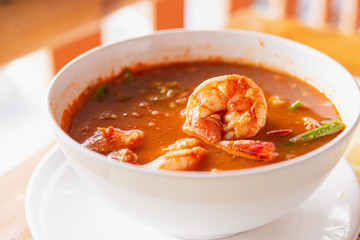 Sour soup with shrimp and vegetable,thai food