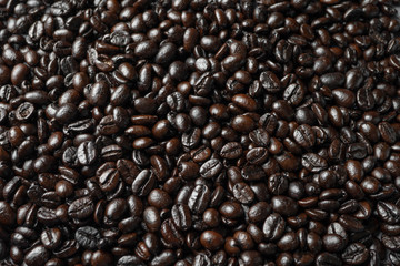 Fresh coffee beans seed, texture background, full wallpaper.