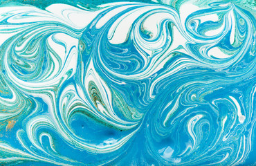 Beautiful unique turquoise acrylic marble background.