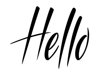 Modern brush calligraphy Hello isotated on a white background. Vector illustration.