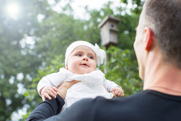 Dad with a small child. Father with a newborn daughter