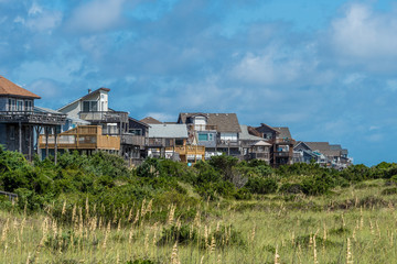 Front line of houses at North Caroline beach