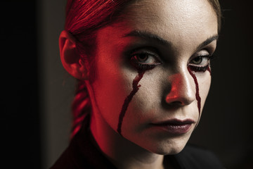 Close-up of woman with make-up
