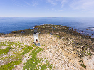 Aerial view of Straitsmouth Island Lighthouse on Straitsmouth Island, Rockport, Cape Ann,...