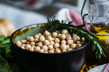 Cooking concept with chickpeas