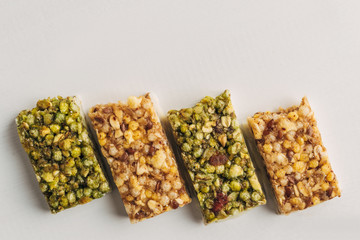 Whole grain cereal bar, oatmeal, nuts, berries, healthy snack