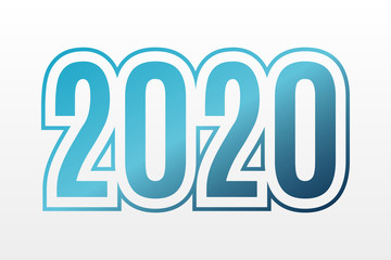 2020 vector symbol. Happy New Year illustration for decoration, celebration, winter holiday, infographic, business, calendar, design. Blue gradient icon isolated