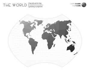Fototapeta na wymiar Low poly design of the world. Ginzburg IX projection of the world. Grey Shades colored polygons. Energetic vector illustration.