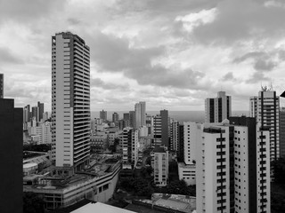 View of buildings in Salvador city in Bahia (black and white)