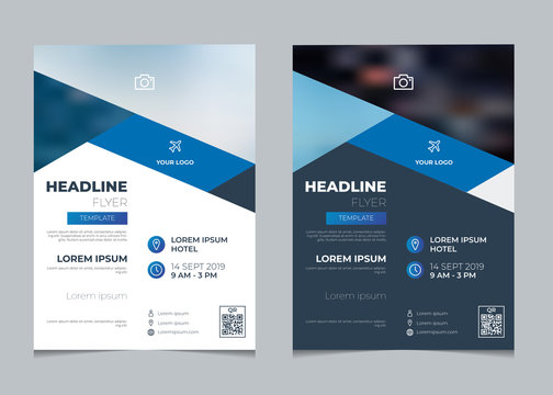 Set of business flyer template design vector, brochure, flyer layout with geometric blue gradient