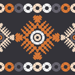 Polka dots seamless pattern. Mosaic of ethnic figures. Patterned texture. Geometric background. Can be used for wallpaper, textile, invitation card, wrapping, web page background.