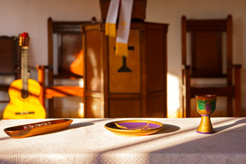 Communion elements in a Presbyterian church in Cuba