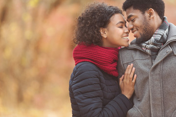 Fototapeta premium Romantic couple enjoying time together in autumn park